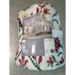 NEW Floral Quilt Set King Damask Boho Cottage Shabby Chic Feminine Bedding
